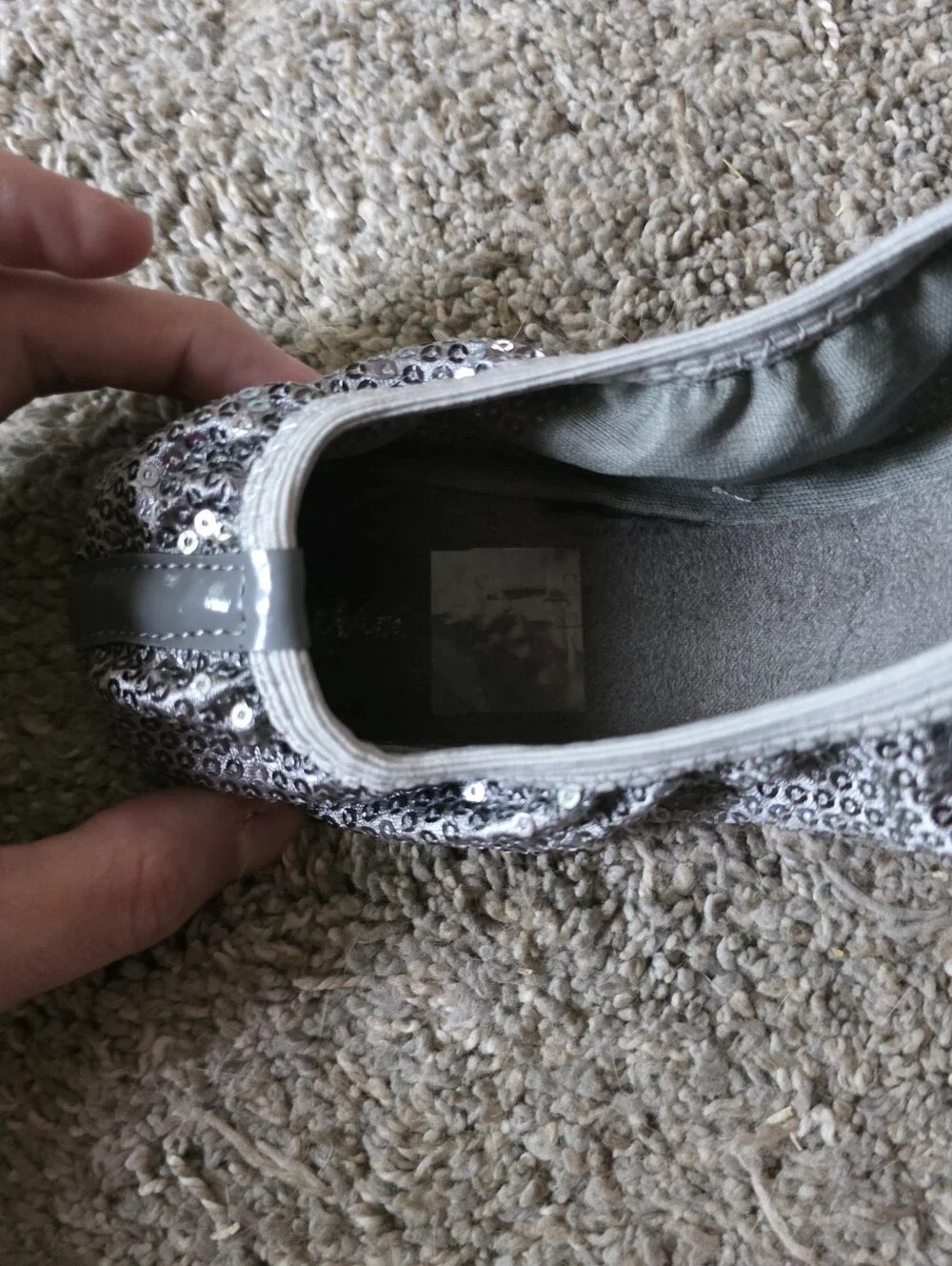 Girls Silver Sequin Ballet Flats - Sparkle Scruntch Slip-Ons